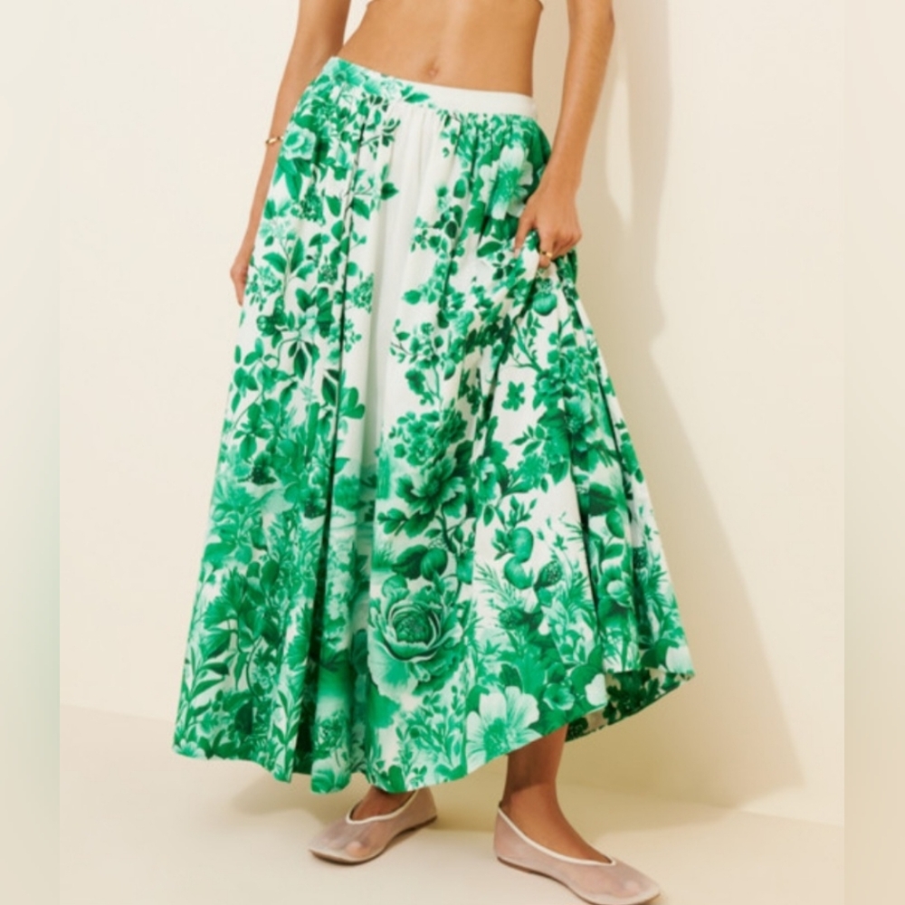 Anthropologie Maeve Jacie  Midi Poplin Skirt